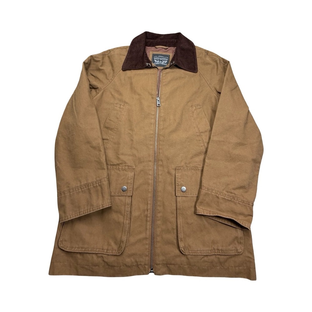 Levi's Field Jacket Mens S Brown Canvas Barn Coat Corduroy Collar Sample Factory